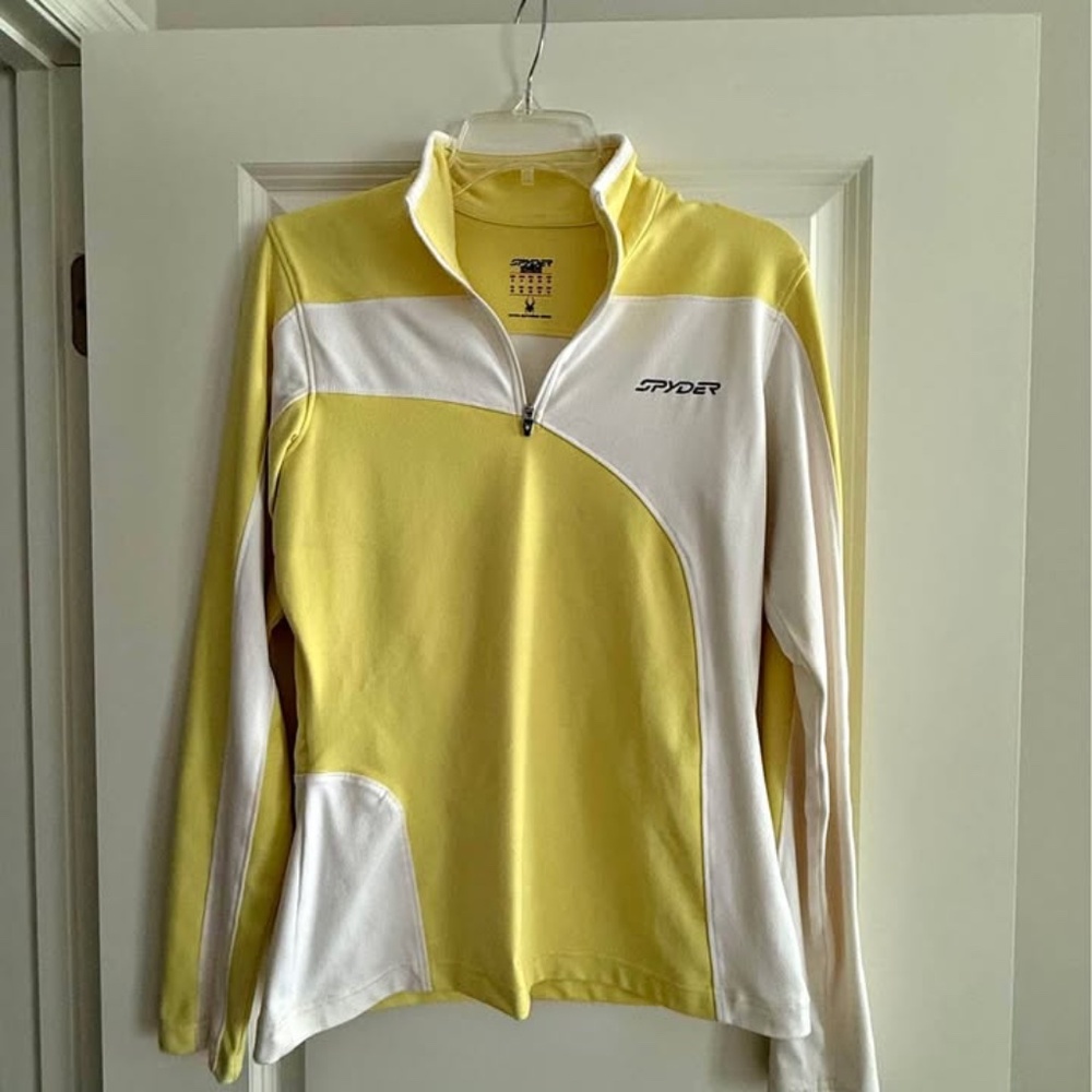 Women's Spyder Women's 1/4 Zip White and Yellow Pullover Worn 1x